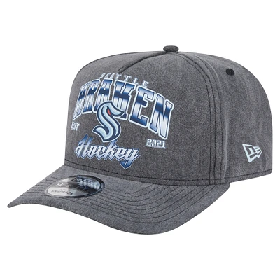 Men's New Era Charcoal Seattle Kraken Throwback Washed A-Frame Pre-Curved 9FIFTY Snapback Hat