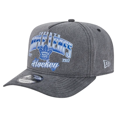 Men's New Era Charcoal Toronto Maple Leafs Throwback Washed A-Frame Pre-Curved 9FIFTY Snapback Hat