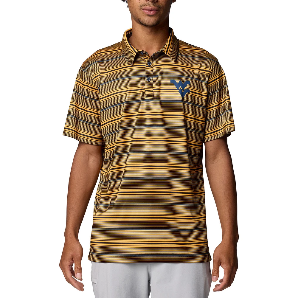 Men's Columbia Gold West Virginia Mountaineers PFG Super Terminal Tackle™ Omni-Shade™ Stripe Polo