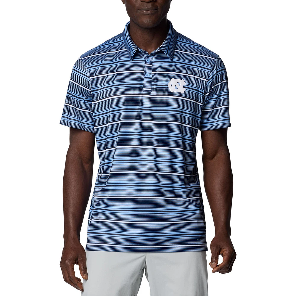 Men's Columbia Carolina Blue North Tar Heels PFG Super Terminal Tackle™ Omni-Shade™ Stripe Polo