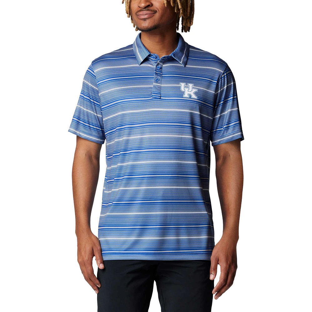 Men's Columbia Royal Kentucky Wildcats PFG Super Terminal Tackle™ Omni-Shade™ Stripe Polo