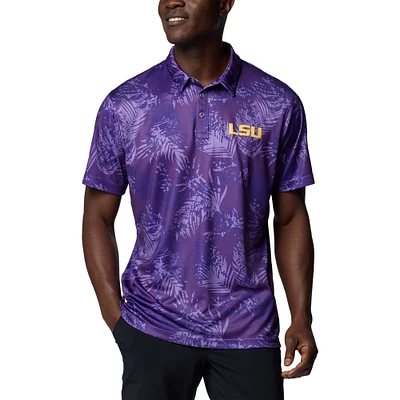 Men's Columbia Purple LSU Tigers PFG Super Terminal Tackle™ Omni-Shade™ Bangalows Polo