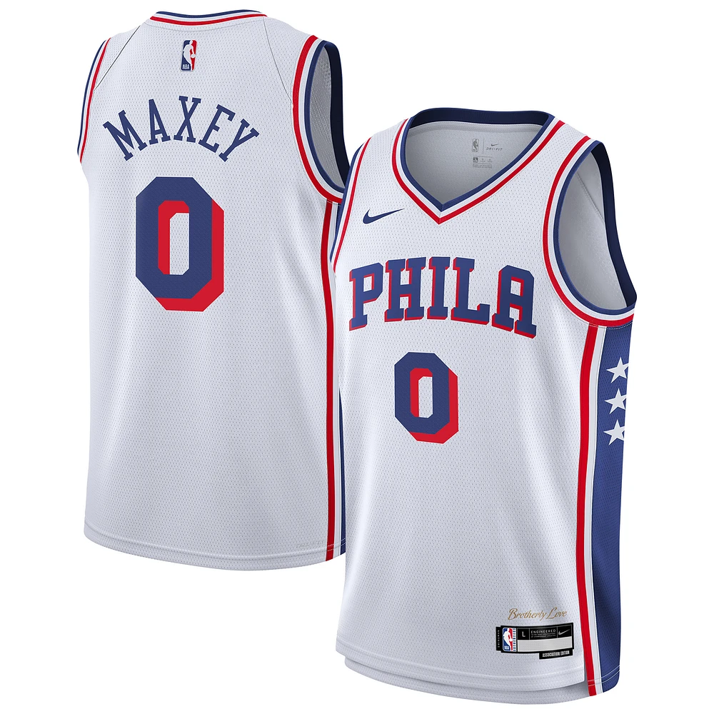 Youth Nike Tyrese Maxey White Philadelphia 76ers Association Swingman Jersey