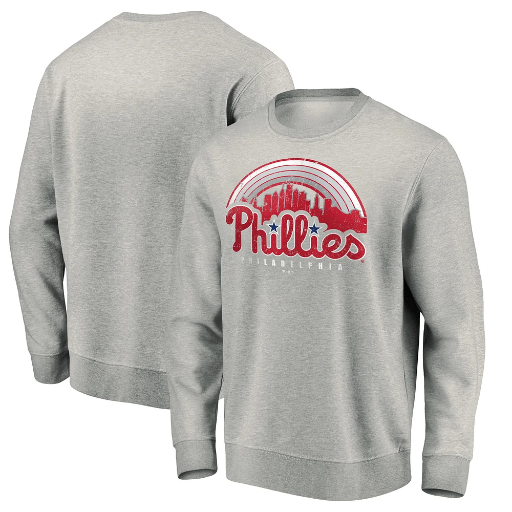 Men's Gray Philadelphia Phillies Heater Pullover Sweatshirt