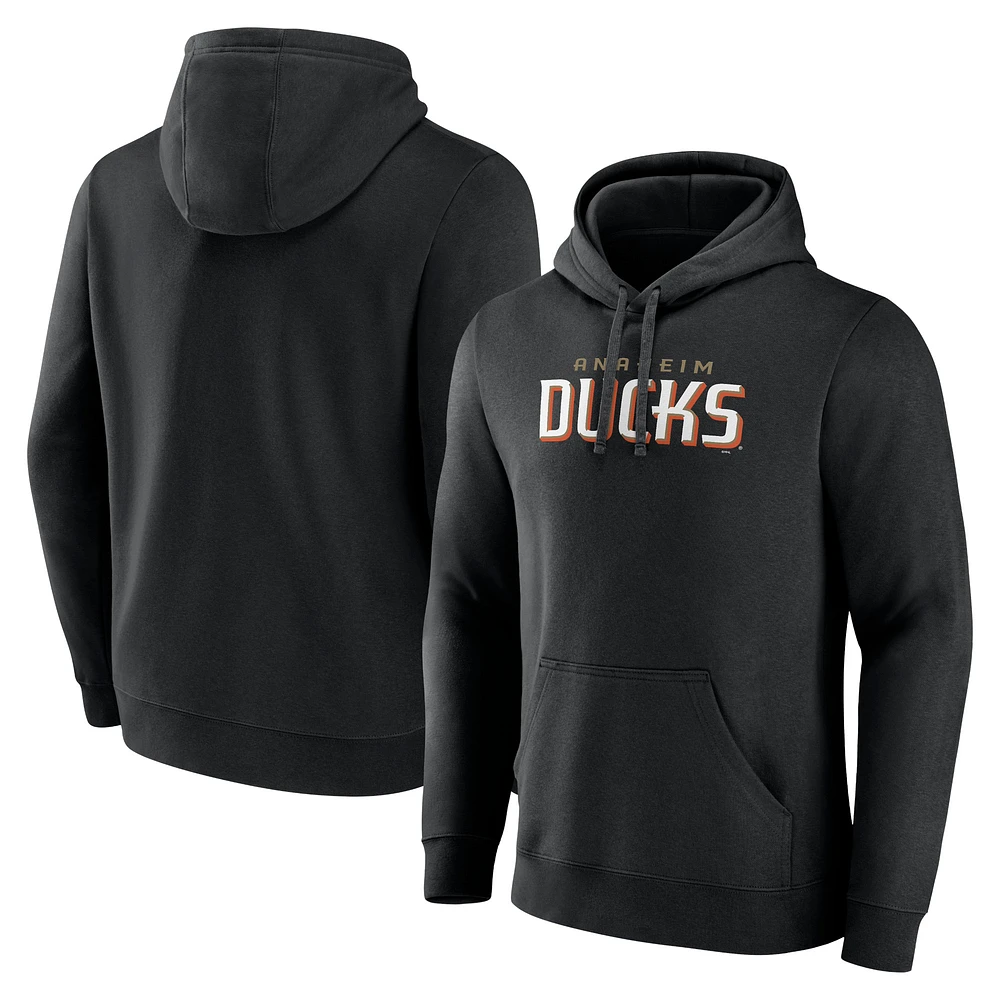 Men's Fanatics Anaheim Ducks Wordmark Logo Fleece Pullover Hoodie