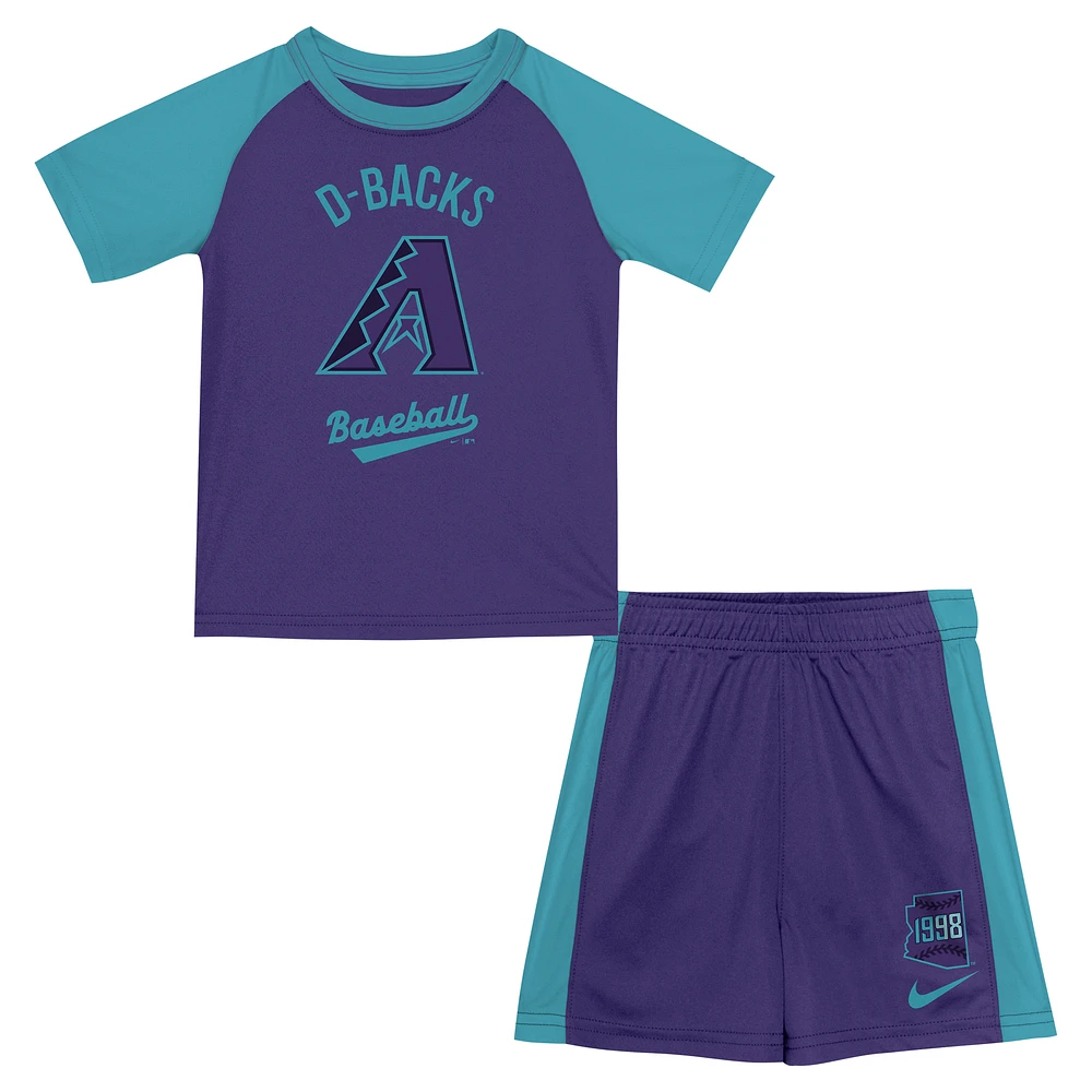 Preschool Nike Court Purple Arizona Diamondbacks 2025 City Connect T-Shirt & Shorts Set