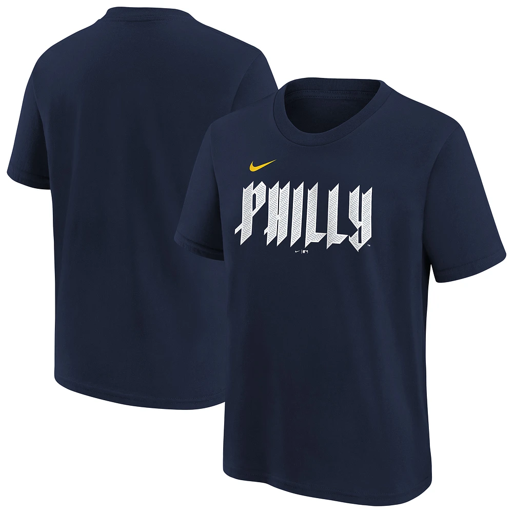 Youth Nike Navy Philadelphia Phillies City Connect Wordmark T-Shirt