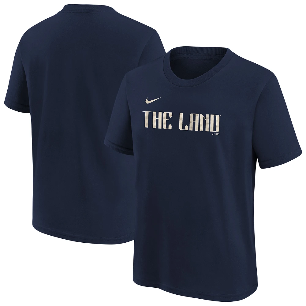 Youth Nike Navy Cleveland Guardians City Connect Wordmark T-Shirt