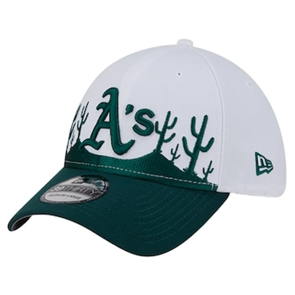 Men's New Era Dark Green Athletics 2025 Spring Training Landscape 39THIRTY Flex Hat