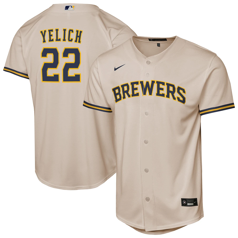 Youth Nike Christian Yelich Cream Milwaukee Brewers Home Replica Player Jersey