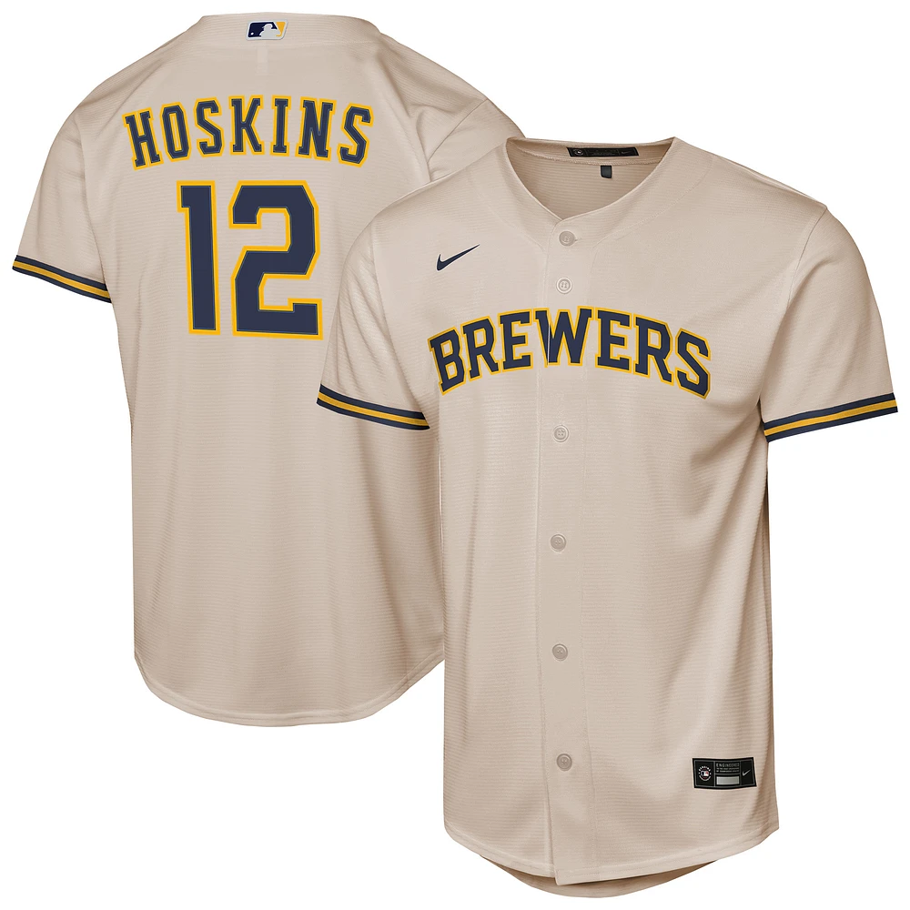 Youth Nike Rhys Hoskins Cream Milwaukee Brewers Home Replica Player Jersey