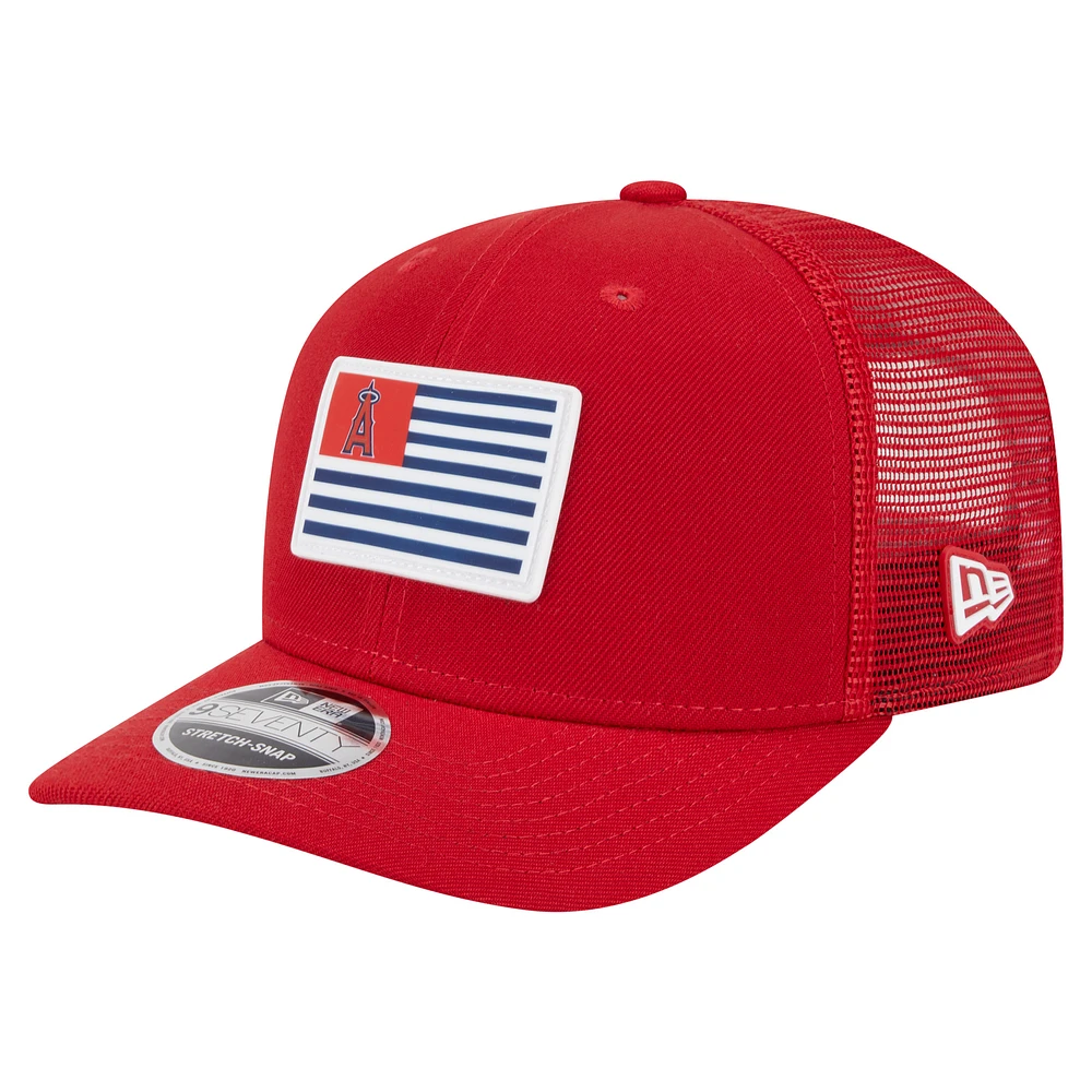 Men's New Era Red Los Angeles Angels Flag 9SEVENTY Stretch-Snap Hat