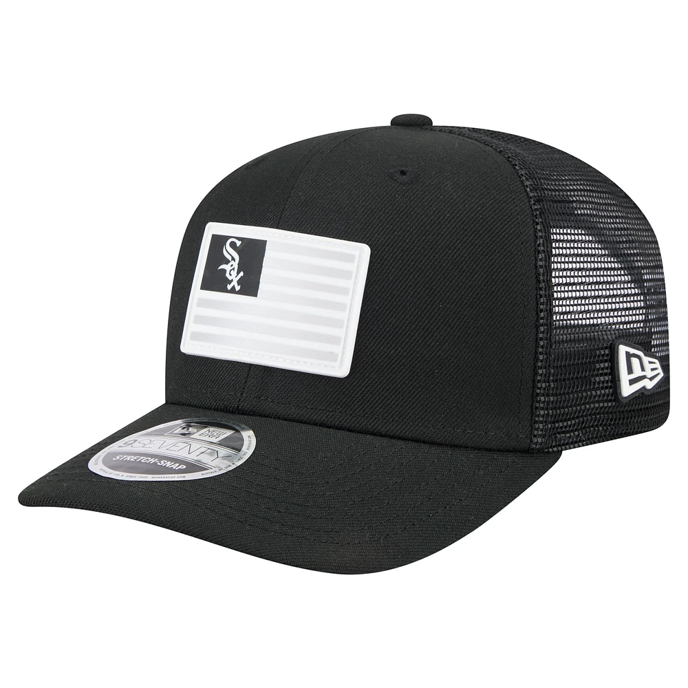 Men's New Era Black Chicago White Sox Flag 9SEVENTY Stretch-Snap Hat