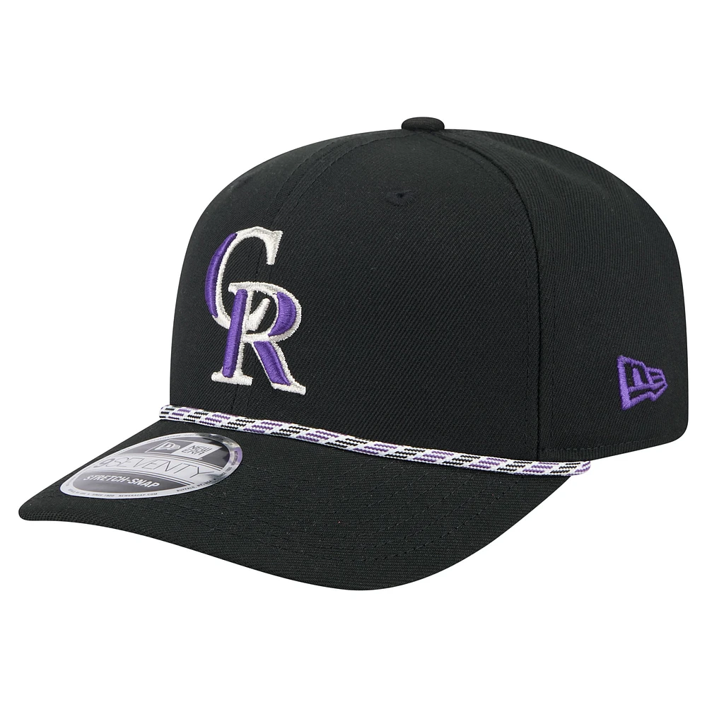 Men's New Era Black Colorado Rockies Multi-Rope 9SEVENTY Stretch-Snap Hat