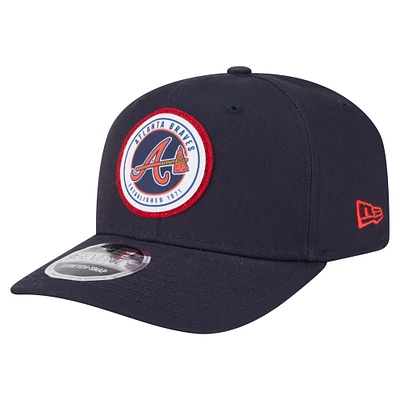 Men's New Era Navy Atlanta Braves Circle Patch 9SEVENTY Stretch-Snap Hat