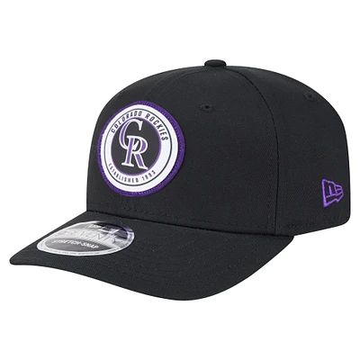 Men's New Era Black Colorado Rockies Circle Patch 9SEVENTY Stretch-Snap Hat