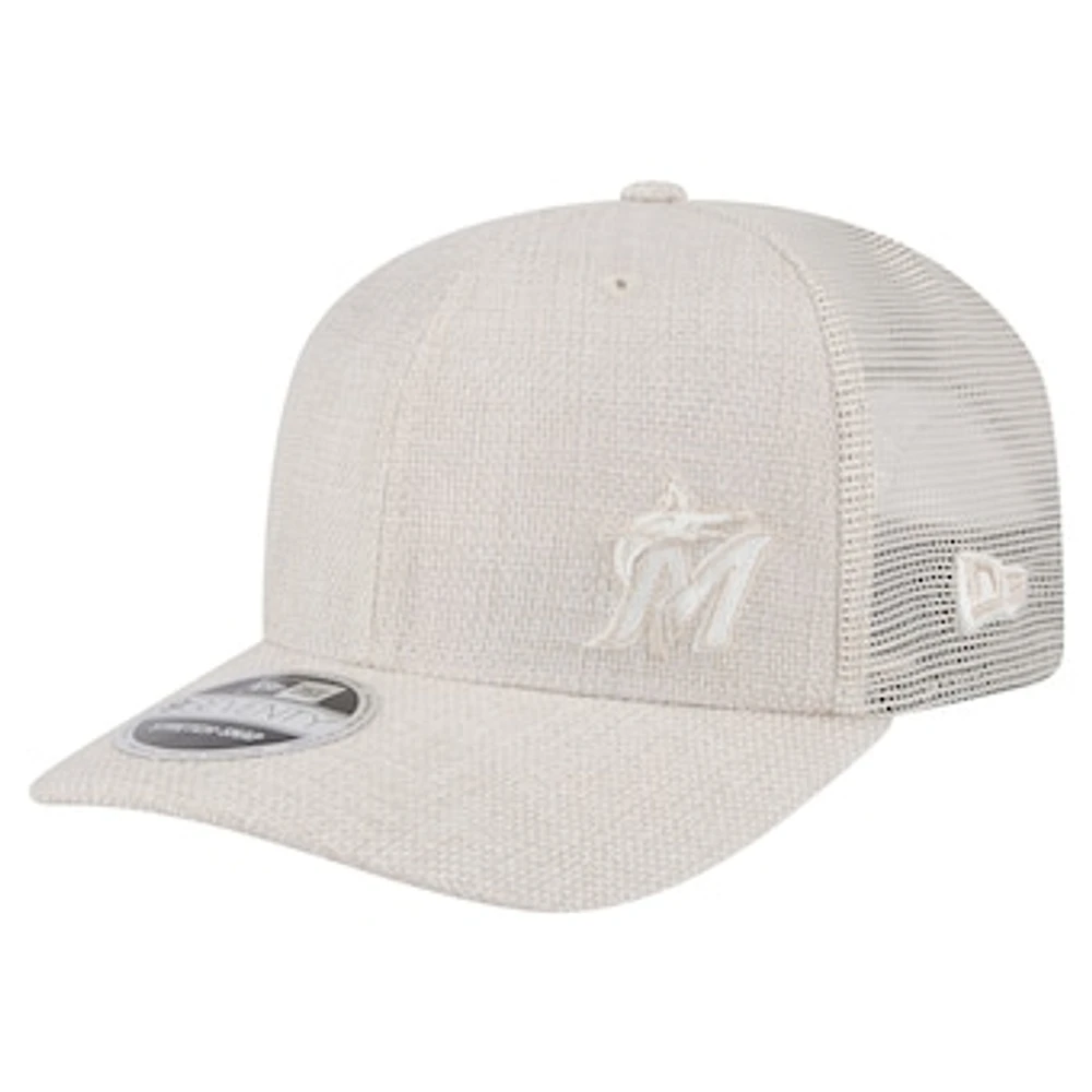 Men's New Era Light Beige Miami Marlins Flawless 9SEVENTY Stretch-Snap Hat