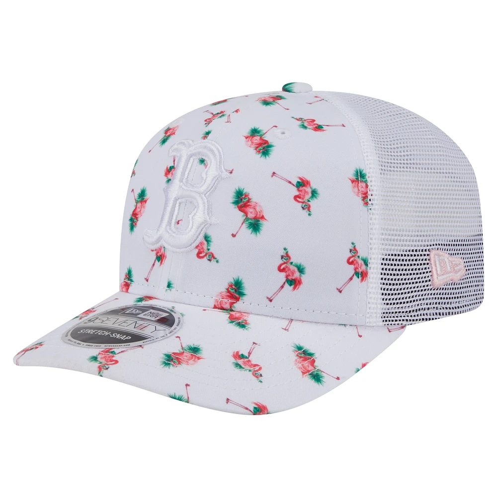 Men's New Era White Boston Red Sox Flamingo Mesh Back 9SEVENTY Stretch-Snap Hat