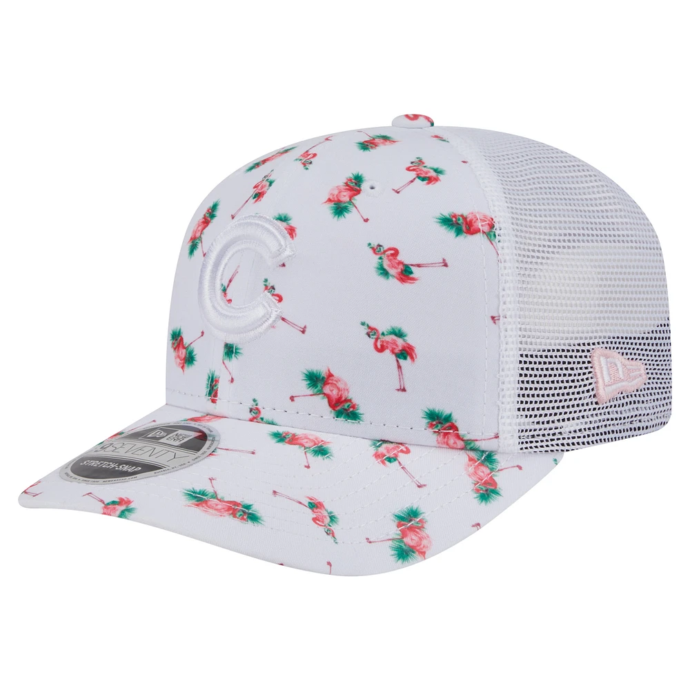 Men's New Era White Chicago Cubs Flamingo Mesh Back 9SEVENTY Stretch-Snap Hat