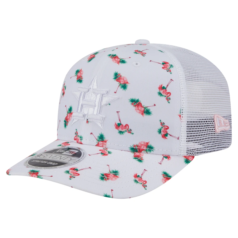 Men's New Era White Houston Astros Flamingo Mesh Back 9SEVENTY Stretch-Snap Hat