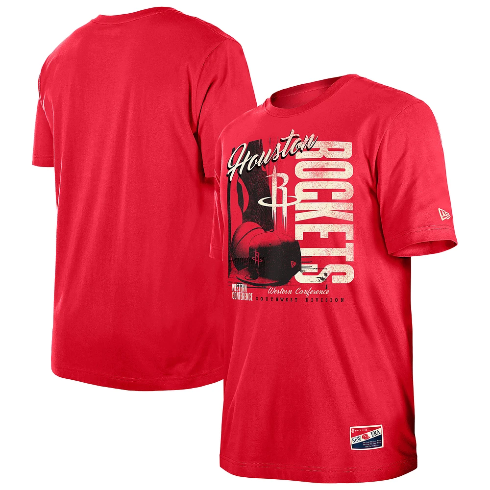 Men's New Era Red Houston Rockets Distressed Throwback Vintage Color Pack T-Shirt