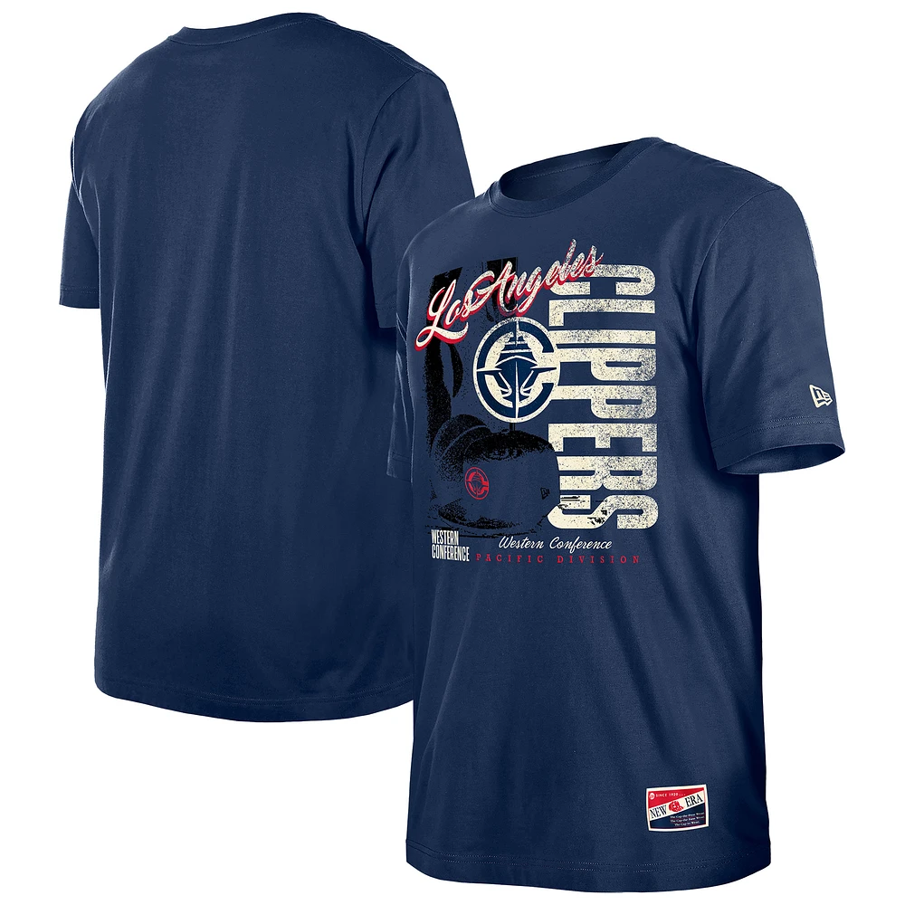 Men's New Era Navy LA Clippers Distressed Throwback Vintage Color Pack T-Shirt