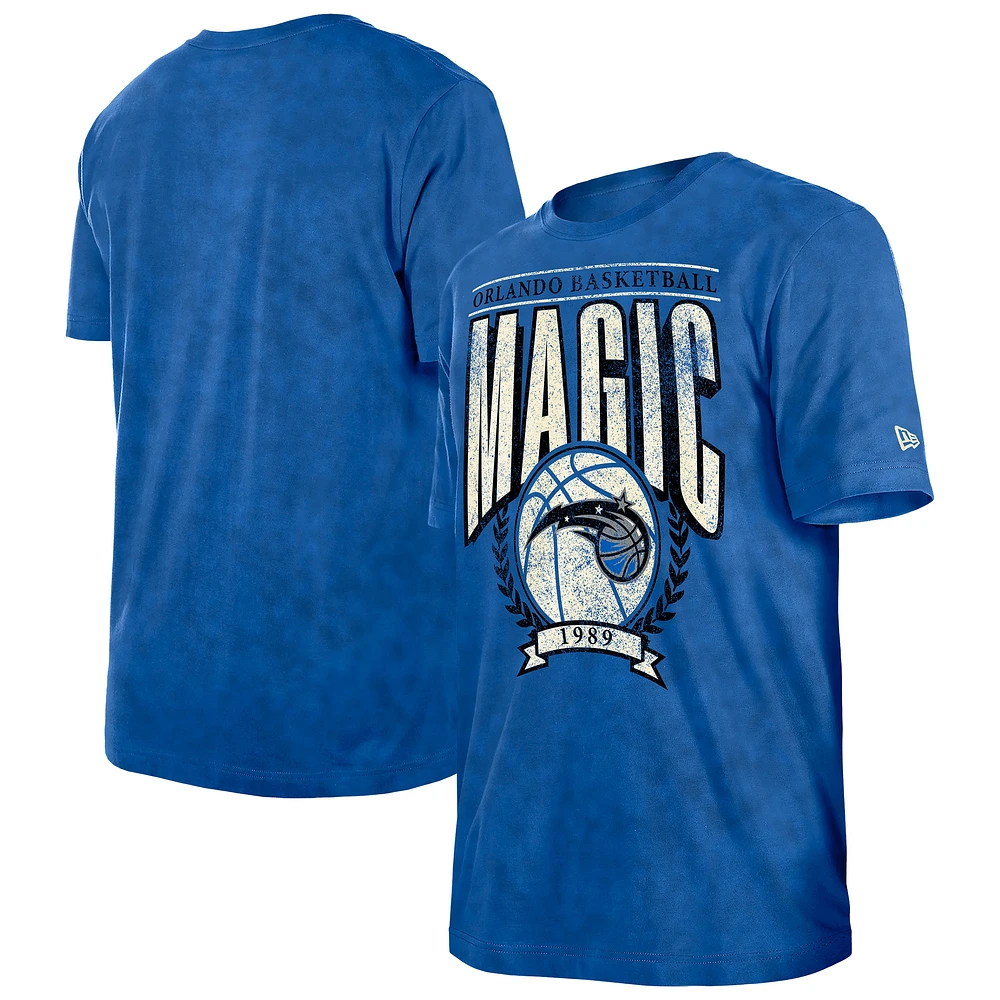 Men's New Era Blue Orlando Magic Throwback Vintage Boxy Mineral Wash T-Shirt