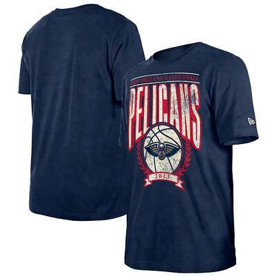 Men's New Era Navy Orleans Pelicans Throwback Vintage Boxy Mineral Wash T-Shirt