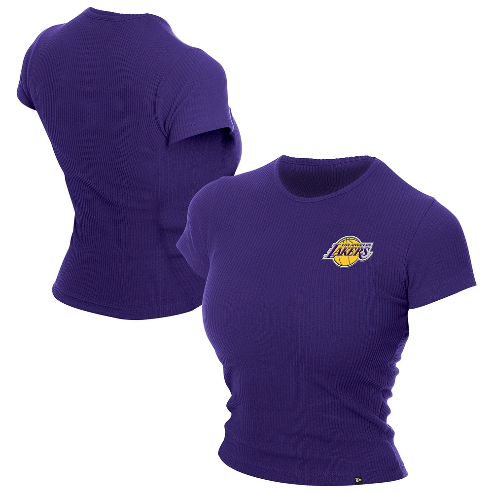 Women's New Era Purple Los Angeles Lakers Leisure Collection Baby Doll Cropped T-Shirt