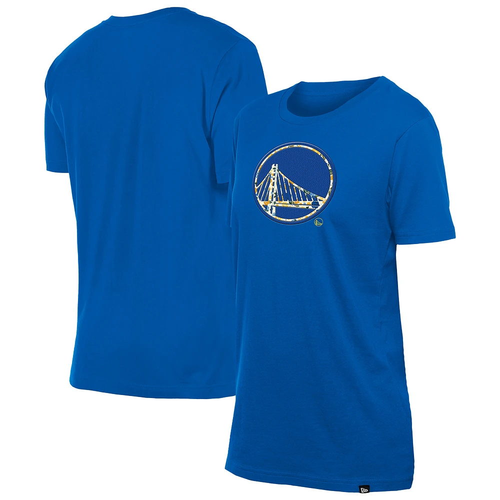 Women's New Era Royal Golden State Warriors Glam Game Flower T-Shirt