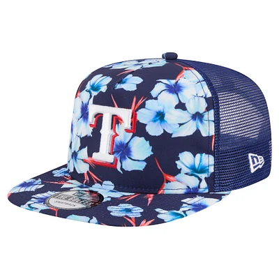 Men's New Era Royal Texas Rangers Adventure Pattern Golfer Trucker Snapback Hat