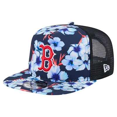 Men's New Era Navy Boston Red Sox Adventure Pattern Golfer Trucker Snapback Hat