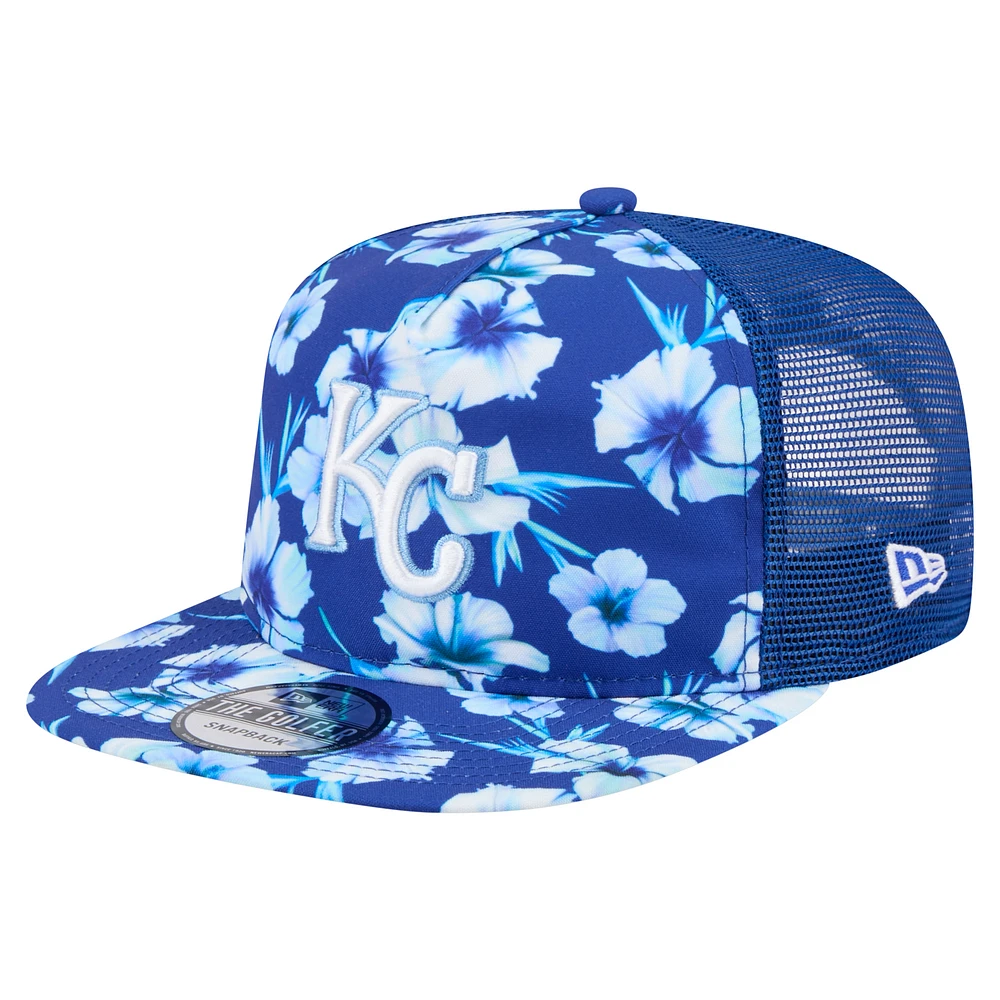 Men's New Era Royal Kansas City Royals Adventure Pattern Golfer Trucker Snapback Hat