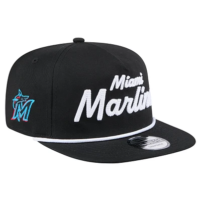 Men's New Era Black Miami Marlins Team Text Golfer Snapback Hat
