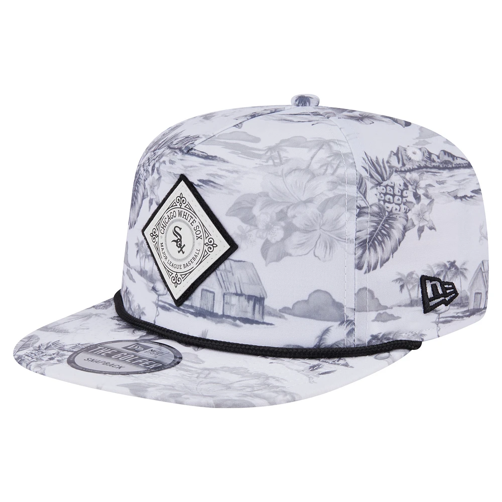 Men's New Era White Chicago White Sox Printed Island Golfer Snapback Hat