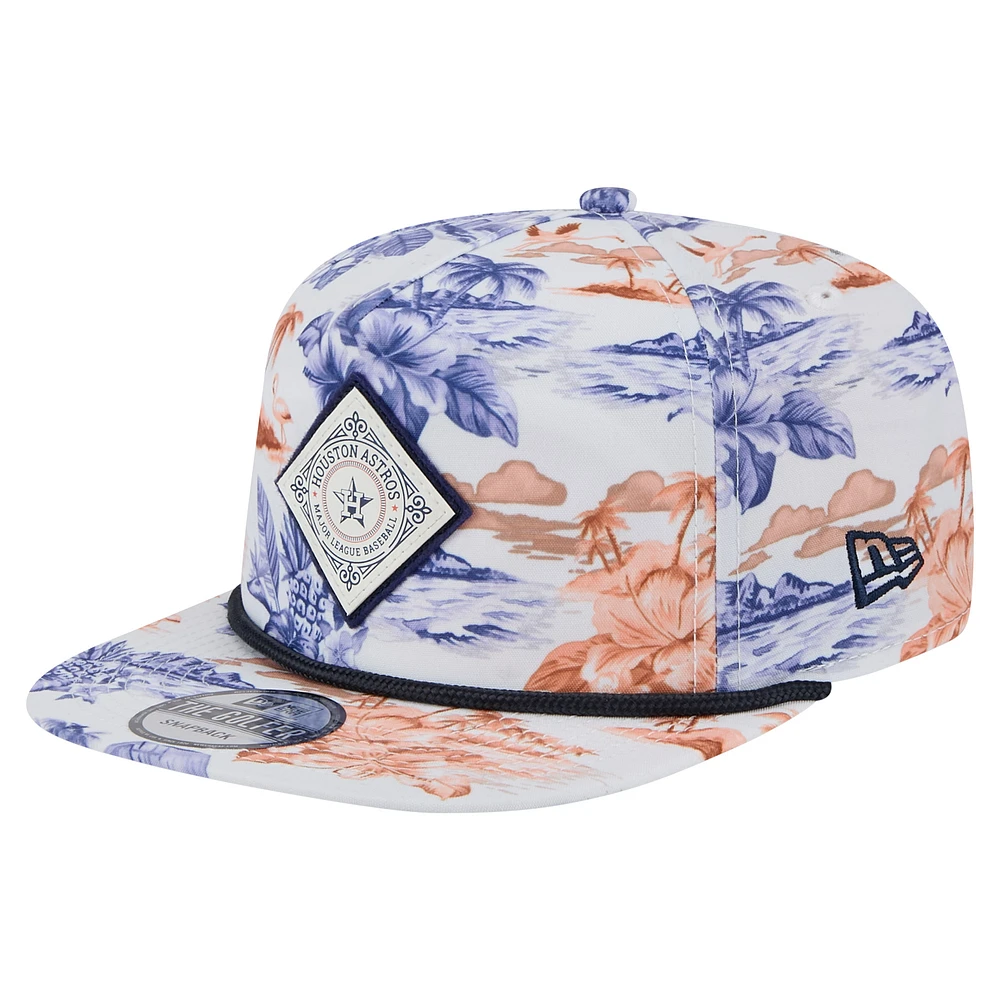 Men's New Era White Houston Astros Printed Island Golfer Snapback Hat