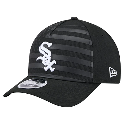 Men's New Era Black Chicago White Sox American Flag 9FORTY M-Crown A-Frame Adjustable Hat