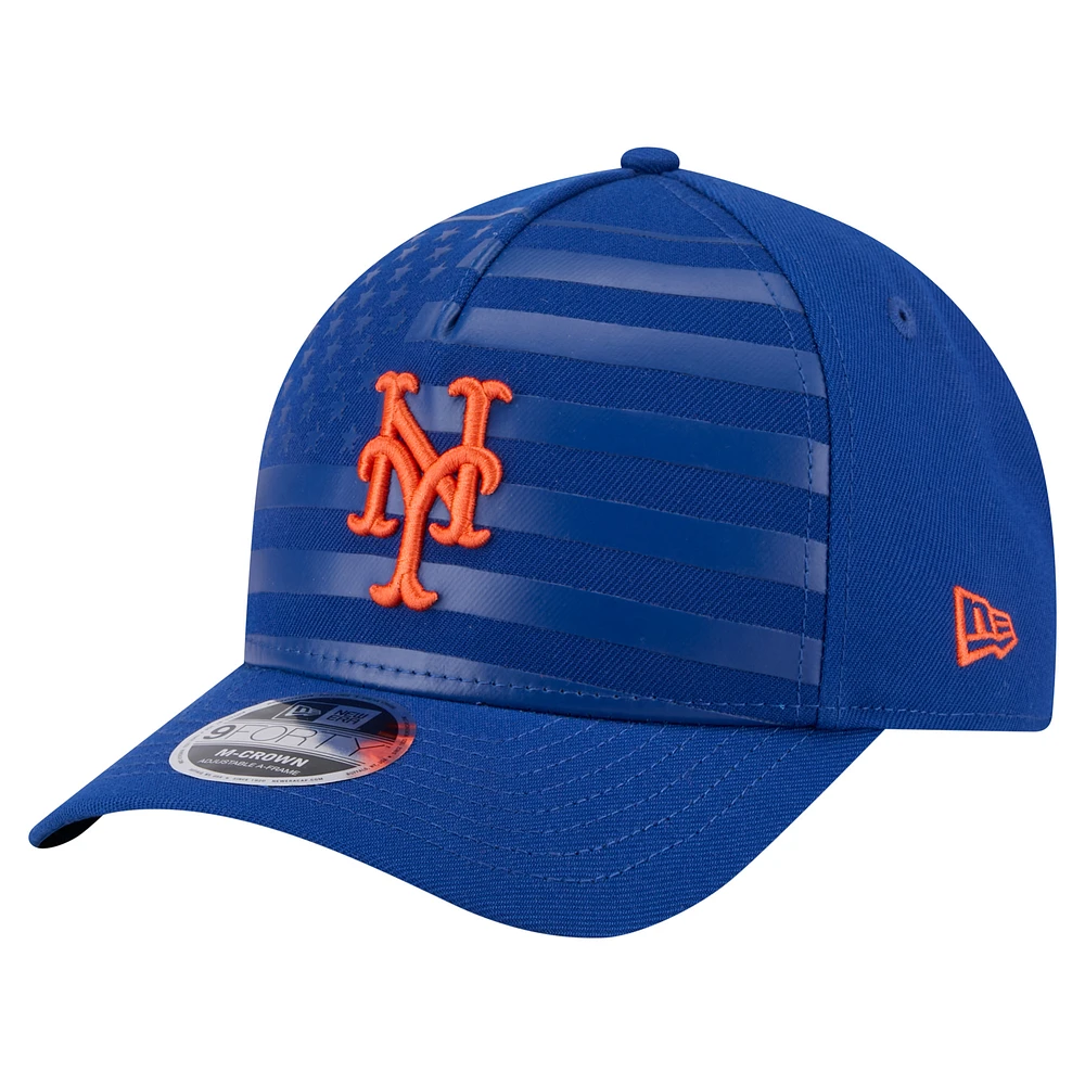 Men's New Era Royal New York Mets American Flag 9FORTY M-Crown A-Frame Adjustable Hat