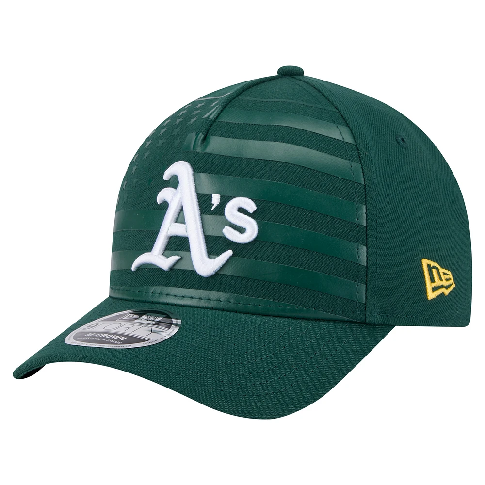 Men's New Era Green Athletics American Flag 9FORTY M-Crown A-Frame Adjustable Hat