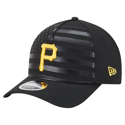 Men's New Era Black Pittsburgh Pirates American Flag 9FORTY M-Crown A-Frame Adjustable Hat