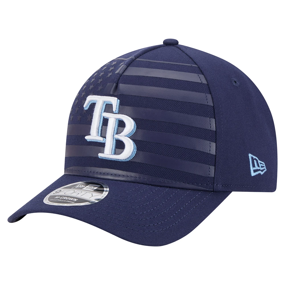 Men's New Era Navy Tampa Bay Rays American Flag 9FORTY M-Crown A-Frame Adjustable Hat