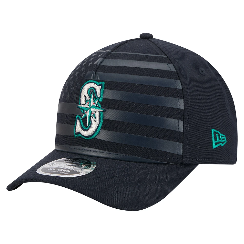 Men's New Era Navy Seattle Mariners American Flag 9FORTY M-Crown A-Frame Adjustable Hat