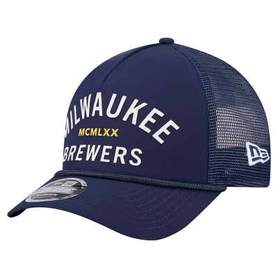 Men's New Era Navy Milwaukee Brewers Minimalist 9FORTY A-Frame Adjustable Hat