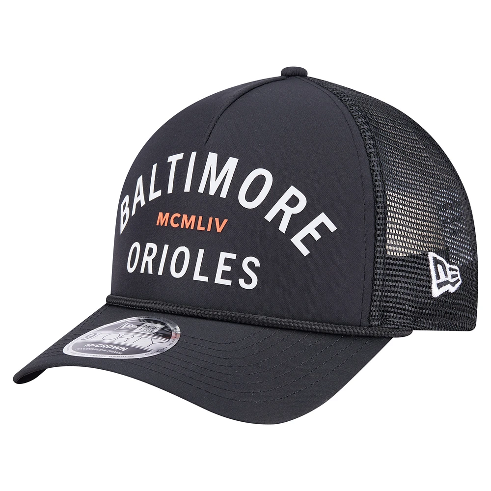 Men's New Era Black Baltimore Orioles Minimalist 9FORTY A-Frame Adjustable Hat