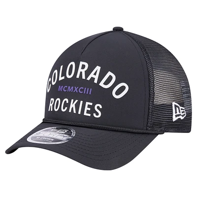 Men's New Era Black Colorado Rockies Minimalist 9FORTY A-Frame Adjustable Hat