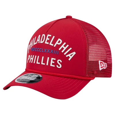 Men's New Era Red Philadelphia Phillies Minimalist 9FORTY A-Frame Adjustable Hat