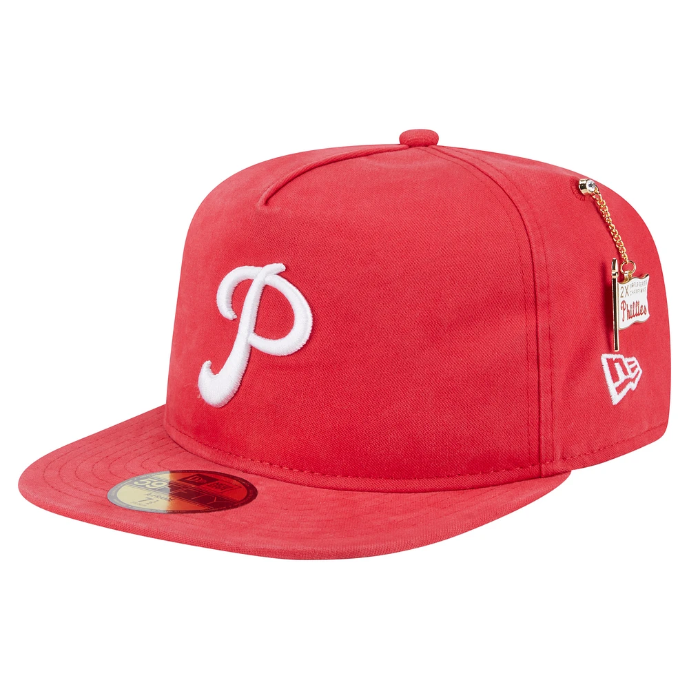 Men's New Era Red Philadelphia Phillies Championship Side Flag A-Frame 59FIFTY Fitted Hat