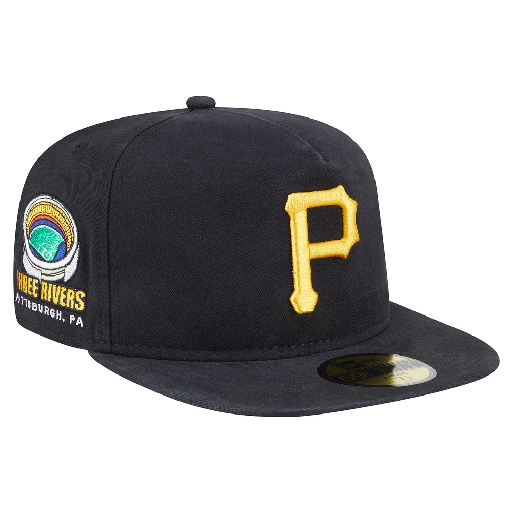 Men's New Era Black Pittsburgh Pirates Championship Side Flag A-Frame 59FIFTY Fitted Hat