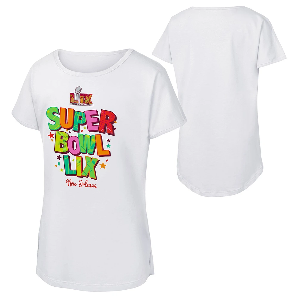 Youth White Super Bowl LIX Funky Boxy T-Shirt