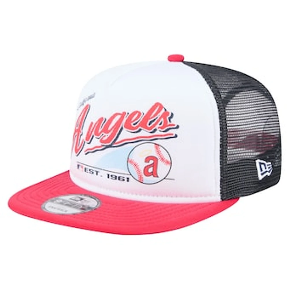 Men's New Era White/Red California Angels Retro Script Trucker 9FIFTY Snapback Hat